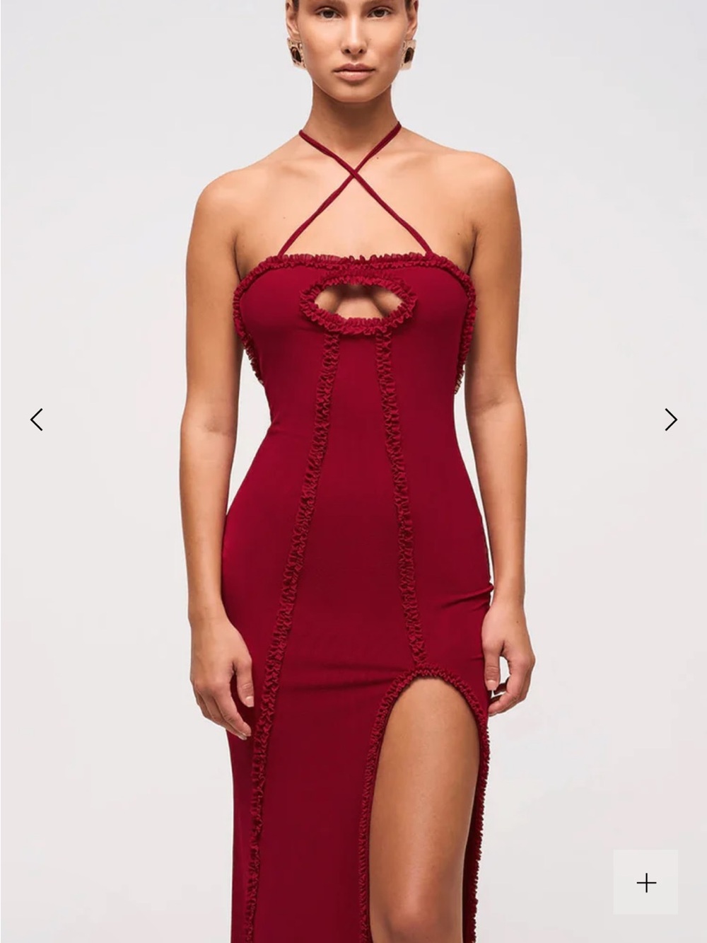 Murci Red Strappy Maxi Dress with Front Slit - Picture 5 of 8